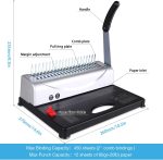 MAKEASY Binding Machine for LTR / A4, 21-Hole, Manual Paper Punch Binder, Book Binding Materials Kit with 100PCS 3/8'' PVC Comb Bindings Spines - Image 3